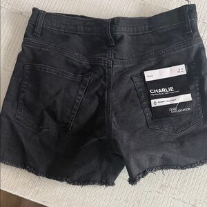 Outland  Black High-Rise Raw Hem Denim Shorts nwt